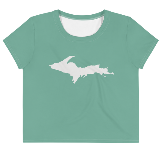 Michigan Upper Peninsula Crop Top (w/ UP Outline) | Sporty - Metallic Mint Green