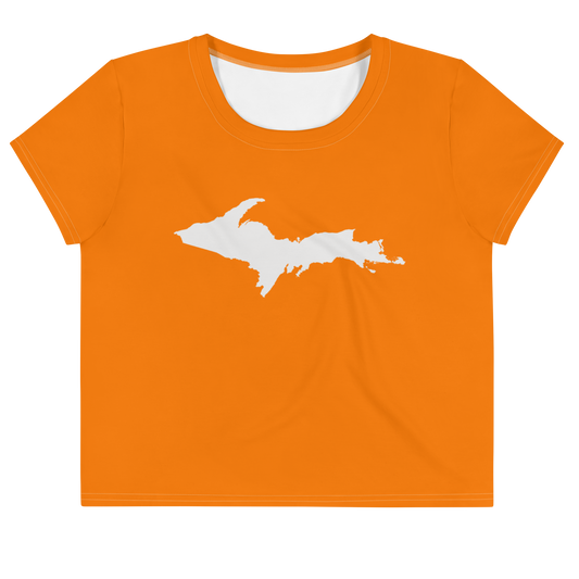 Michigan Upper Peninsula Crop Top (w/ UP Outline) | Sporty - Safety Orange