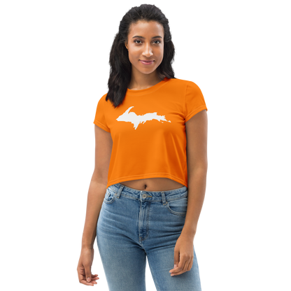 Michigan Upper Peninsula Crop Top (w/ UP Outline) | Sporty - Safety Orange