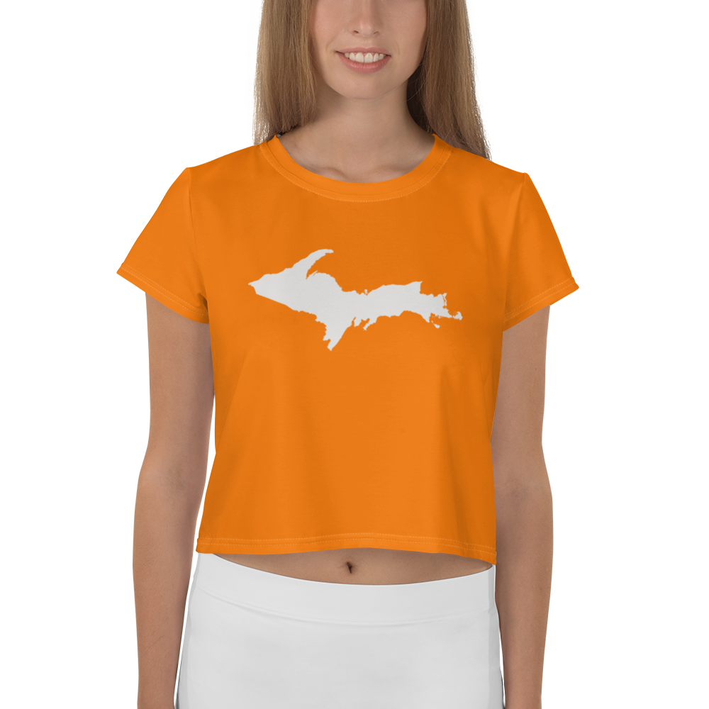 Michigan Upper Peninsula Crop Top (w/ UP Outline) | Sporty - Safety Orange