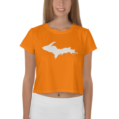 Michigan Upper Peninsula Crop Top (w/ UP Outline) | Sporty - Safety Orange