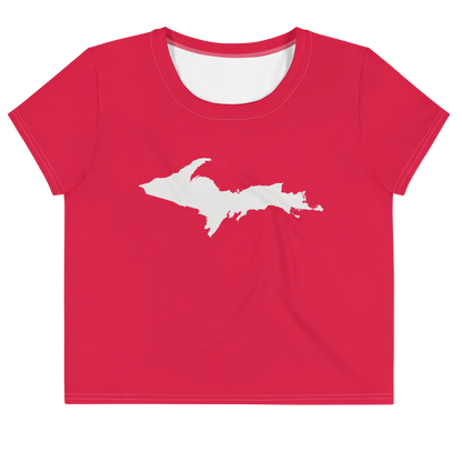 Michigan Upper Peninsula Crop Top (w/ UP Outline) | Sporty - Lighthouse Red