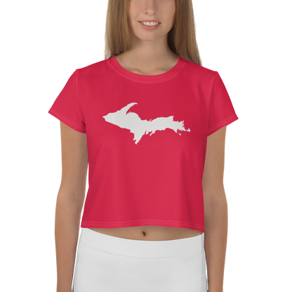 Michigan Upper Peninsula Crop Top (w/ UP Outline) | Sporty - Lighthouse Red