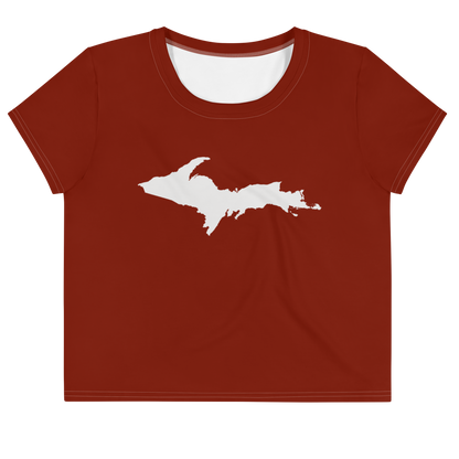 Michigan Upper Peninsula Crop Top (w/ UP Outline) | Sporty - Cherryland Red