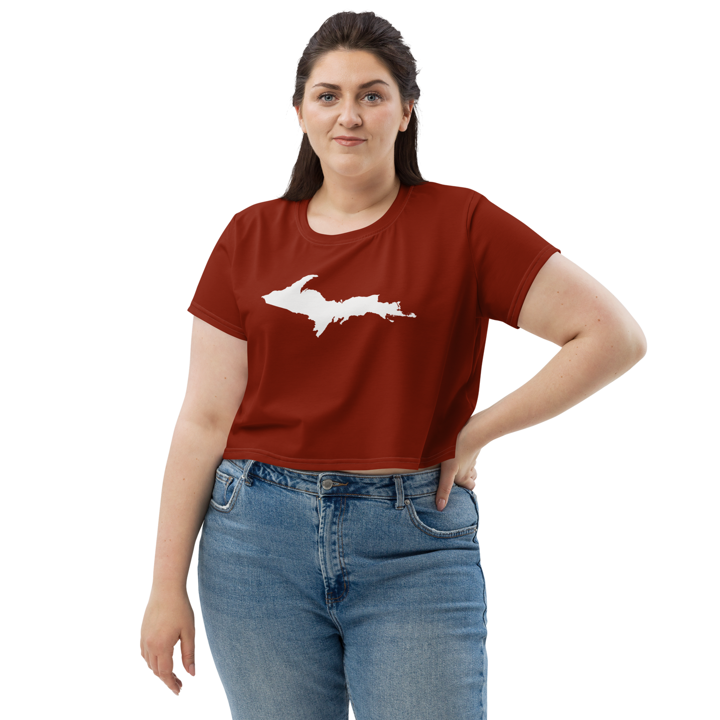 Michigan Upper Peninsula Crop Top (w/ UP Outline) | Sporty - Cherryland Red