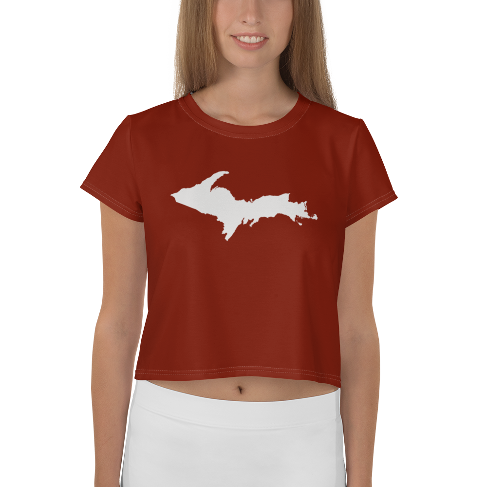 Michigan Upper Peninsula Crop Top (w/ UP Outline) | Sporty - Cherryland Red