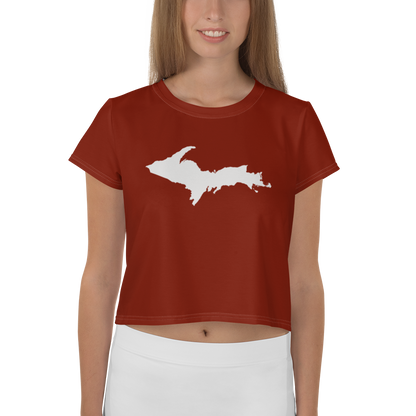 Michigan Upper Peninsula Crop Top (w/ UP Outline) | Sporty - Cherryland Red