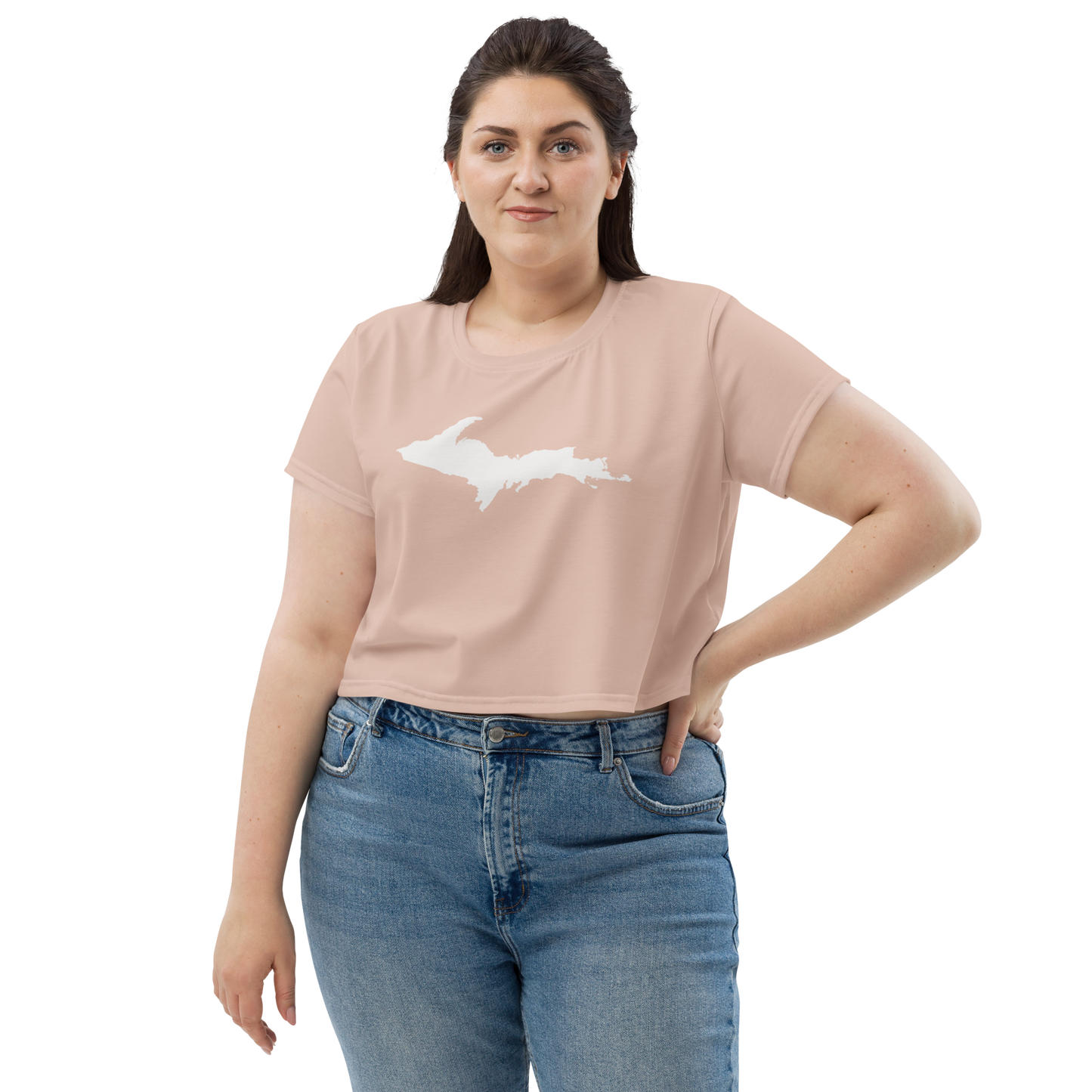 Michigan Upper Peninsula Crop Top (w/ UP Outline) | Sporty - Rose Gold