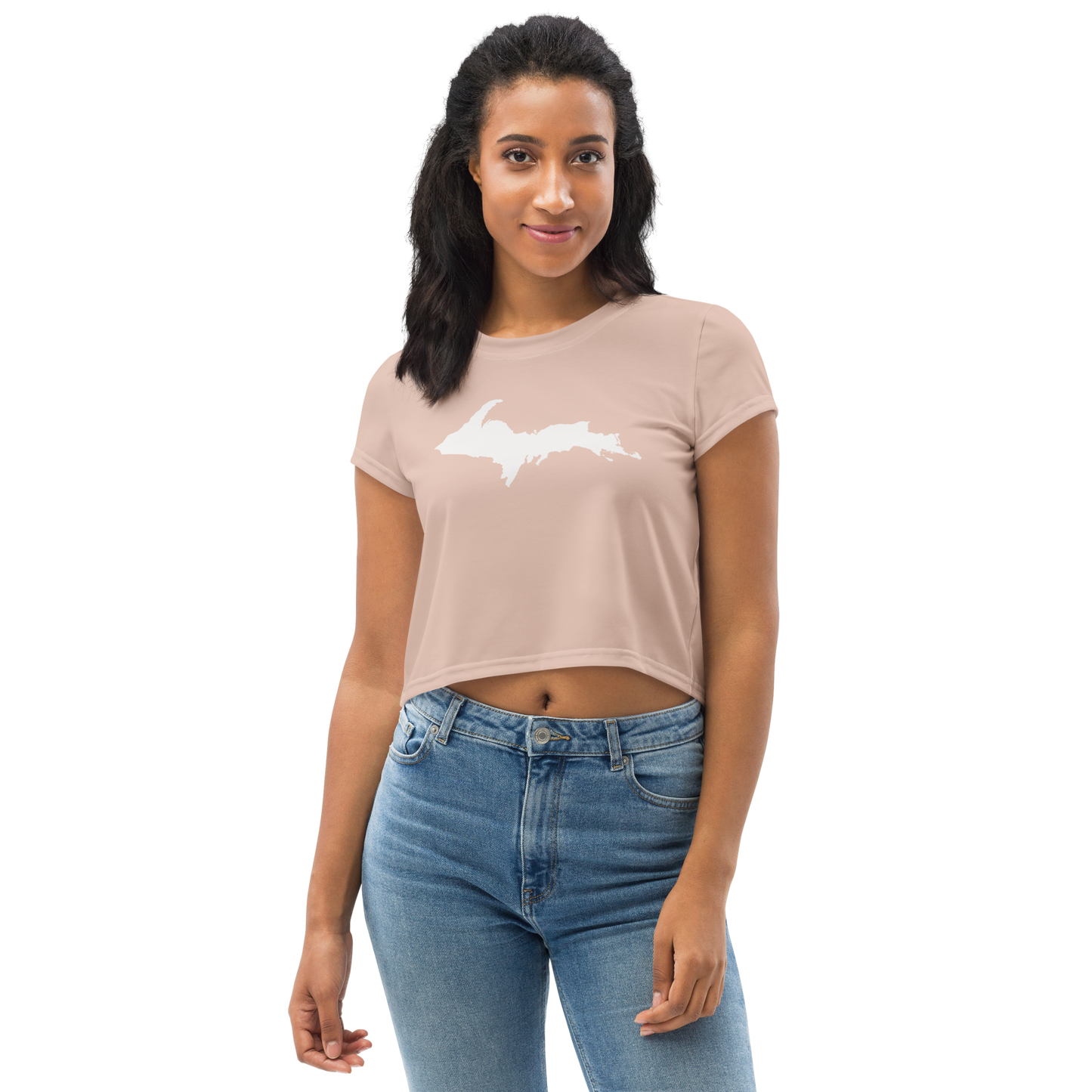 Michigan Upper Peninsula Crop Top (w/ UP Outline) | Sporty - Rose Gold