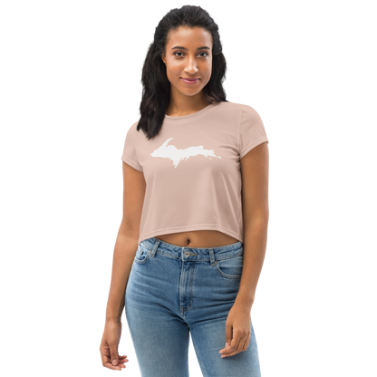 Michigan Upper Peninsula Crop Top (w/ UP Outline) | Sporty - Rose Gold