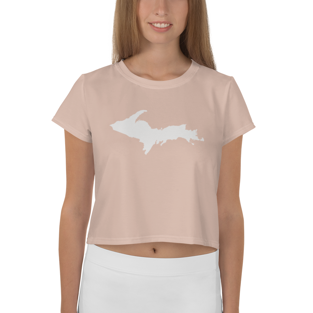 Michigan Upper Peninsula Crop Top (w/ UP Outline) | Sporty - Rose Gold