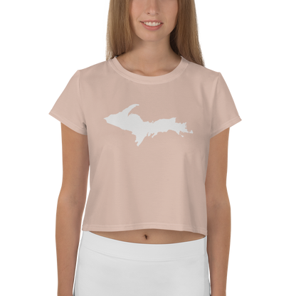 Michigan Upper Peninsula Crop Top (w/ UP Outline) | Sporty - Rose Gold