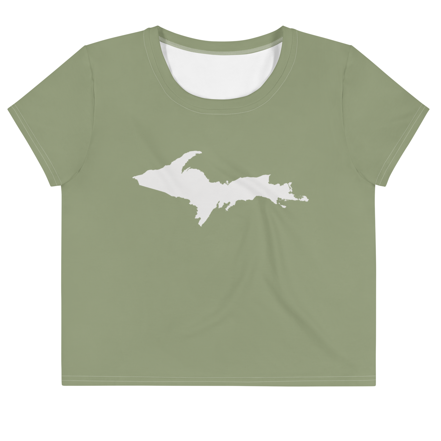 Michigan Upper Peninsula Crop Top (w/ UP Outline) | Sporty - Beachgrass Green