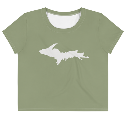 Michigan Upper Peninsula Crop Top (w/ UP Outline) | Sporty - Beachgrass Green