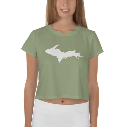 Michigan Upper Peninsula Crop Top (w/ UP Outline) | Sporty - Beachgrass Green