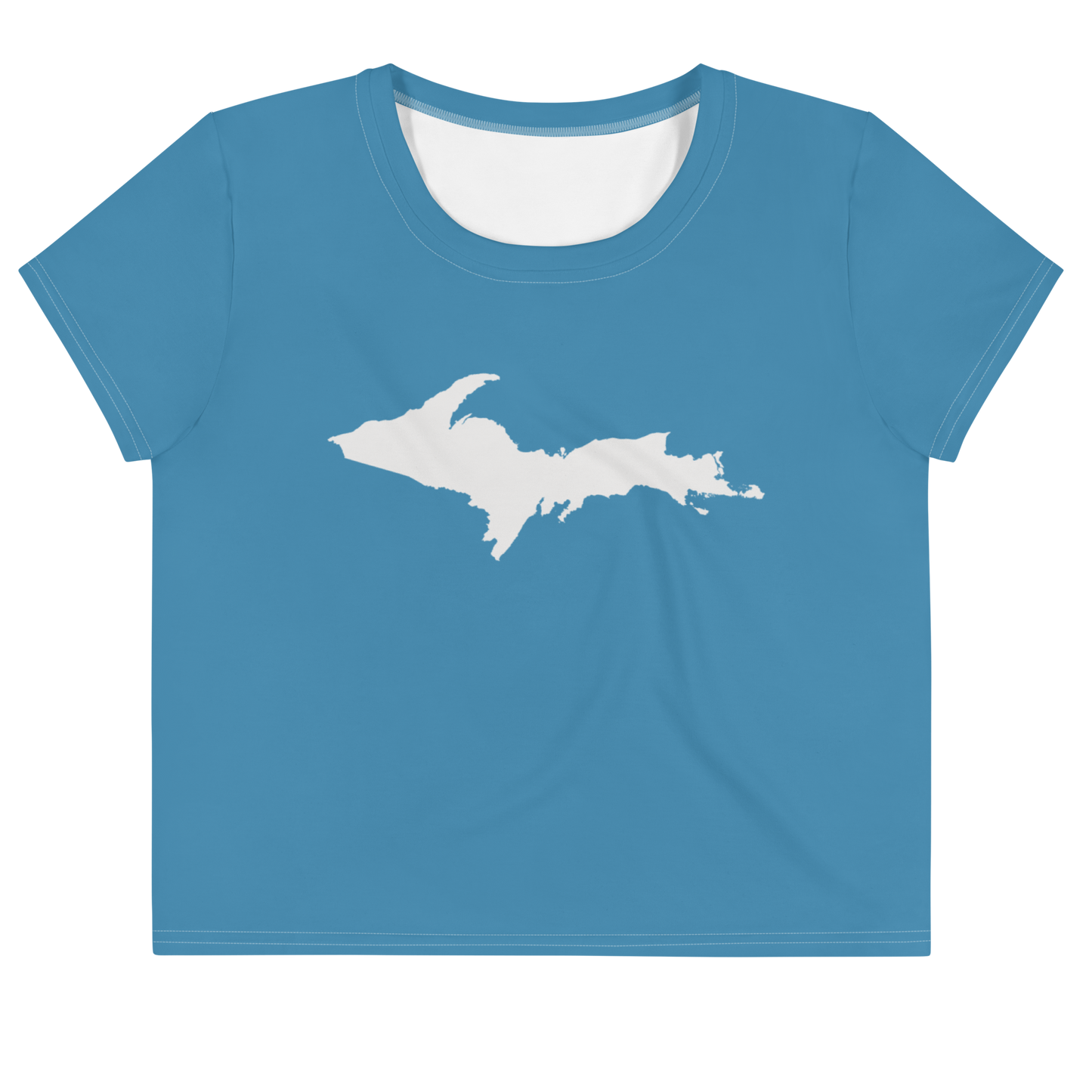 Michigan Upper Peninsula Crop Top (w/ UP Outline) | Sporty - Lake Michigan Blue