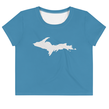 Michigan Upper Peninsula Crop Top (w/ UP Outline) | Sporty - Lake Michigan Blue