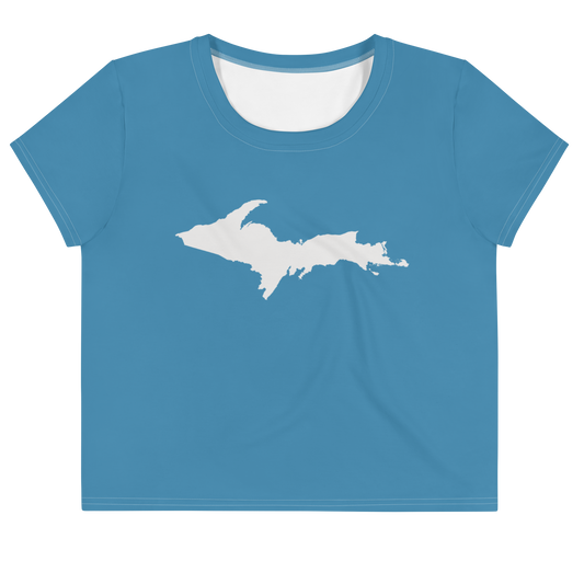 Michigan Upper Peninsula Crop Top (w/ UP Outline) | Sporty - Lake Michigan Blue