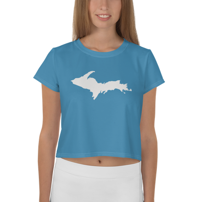 Michigan Upper Peninsula Crop Top (w/ UP Outline) | Sporty - Lake Michigan Blue