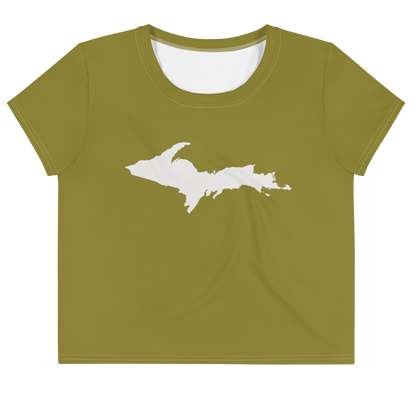 Michigan Upper Peninsula Crop Top (w/ UP Outline) | Sporty - Scrub Gold