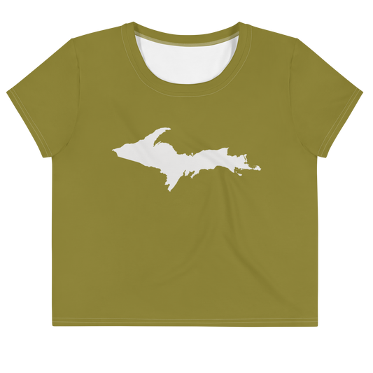 Michigan Upper Peninsula Crop Top (w/ UP Outline) | Sporty - Scrub Gold