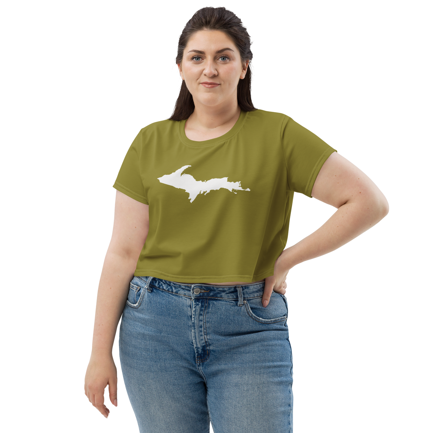 Michigan Upper Peninsula Crop Top (w/ UP Outline) | Sporty - Scrub Gold