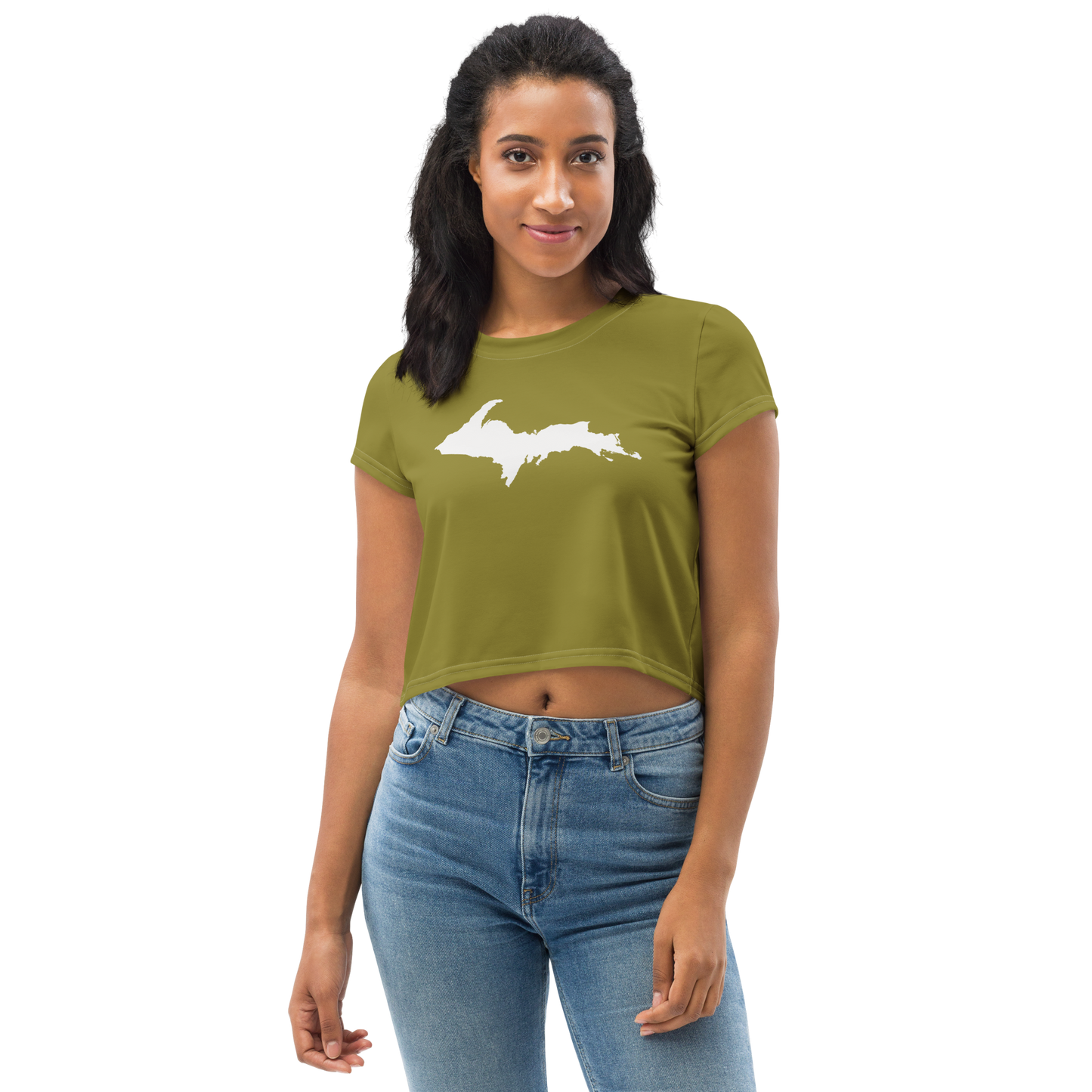 Michigan Upper Peninsula Crop Top (w/ UP Outline) | Sporty - Scrub Gold