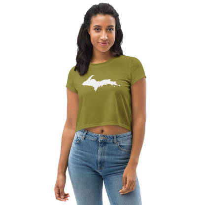 Michigan Upper Peninsula Crop Top (w/ UP Outline) | Sporty - Scrub Gold