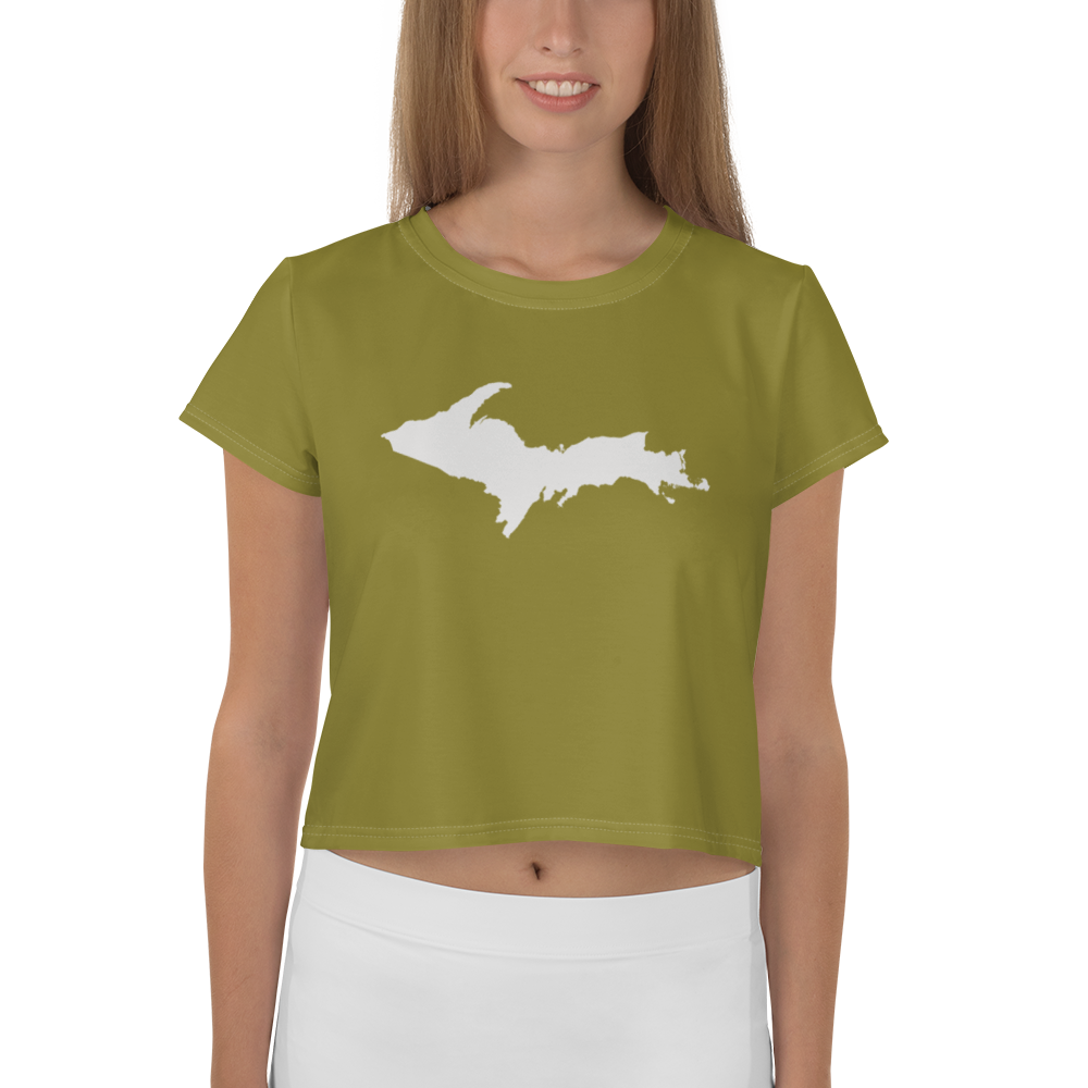 Michigan Upper Peninsula Crop Top (w/ UP Outline) | Sporty - Scrub Gold