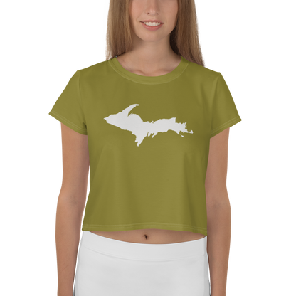 Michigan Upper Peninsula Crop Top (w/ UP Outline) | Sporty - Scrub Gold