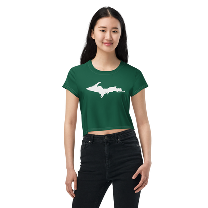 Michigan Upper Peninsula Crop Top (w/ UP Outline) | Sporty - Superior Green