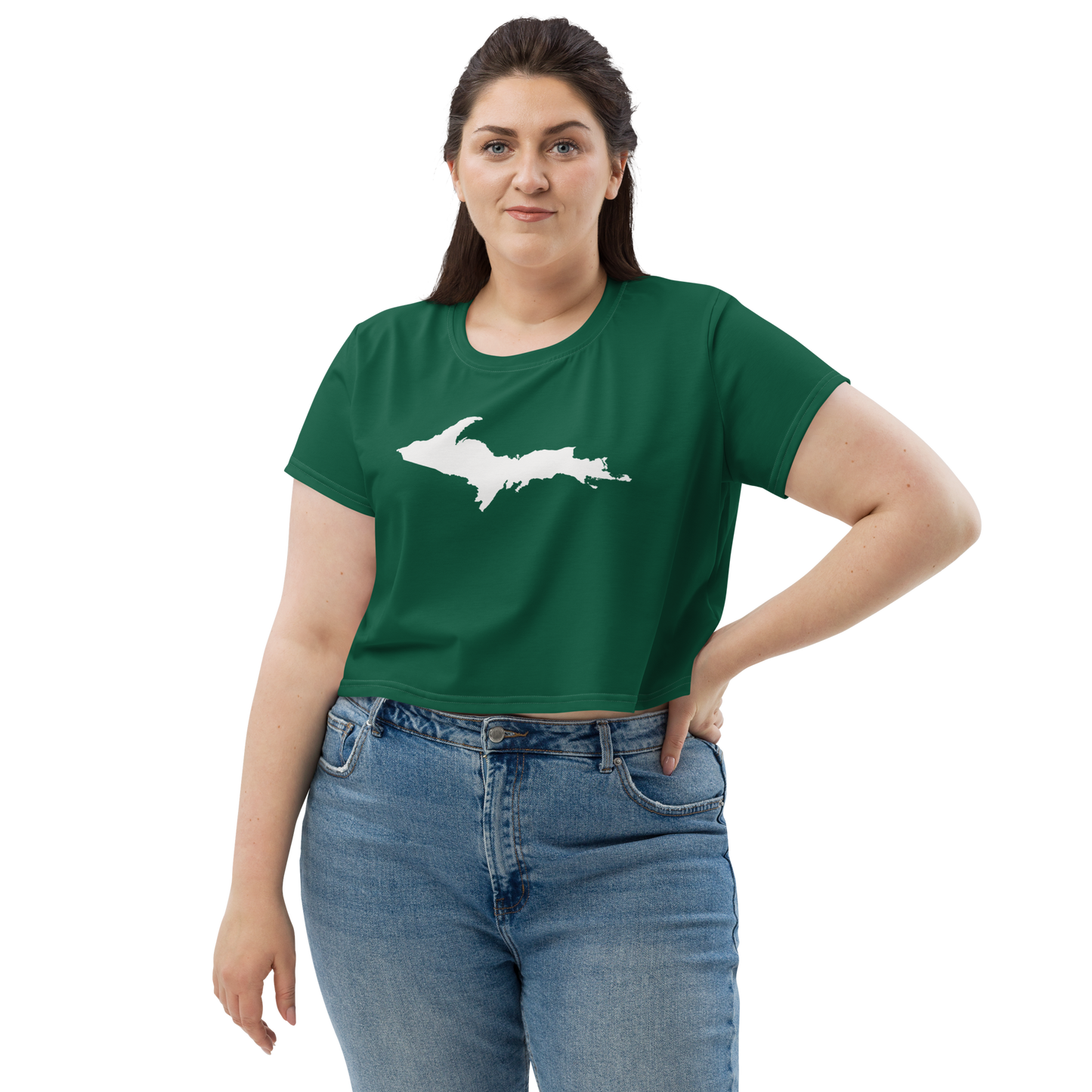 Michigan Upper Peninsula Crop Top (w/ UP Outline) | Sporty - Superior Green