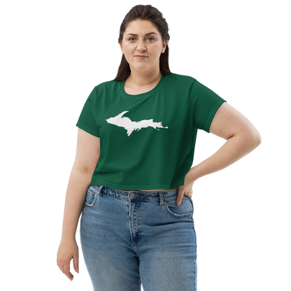 Michigan Upper Peninsula Crop Top (w/ UP Outline) | Sporty - Superior Green