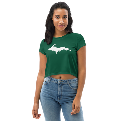 Michigan Upper Peninsula Crop Top (w/ UP Outline) | Sporty - Superior Green