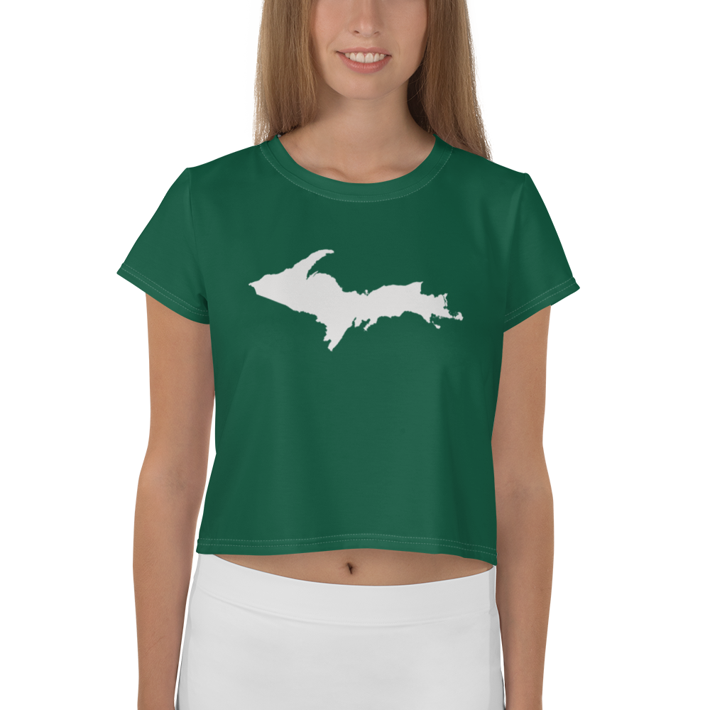 Michigan Upper Peninsula Crop Top (w/ UP Outline) | Sporty - Superior Green