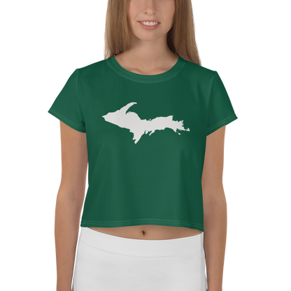 Michigan Upper Peninsula Crop Top (w/ UP Outline) | Sporty - Superior Green