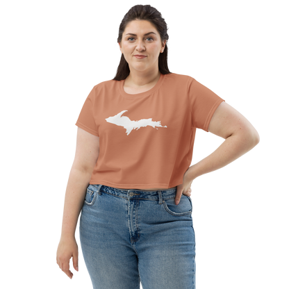 Michigan Upper Peninsula Crop Top (w/ UP Outline) | Sporty - Copper Color