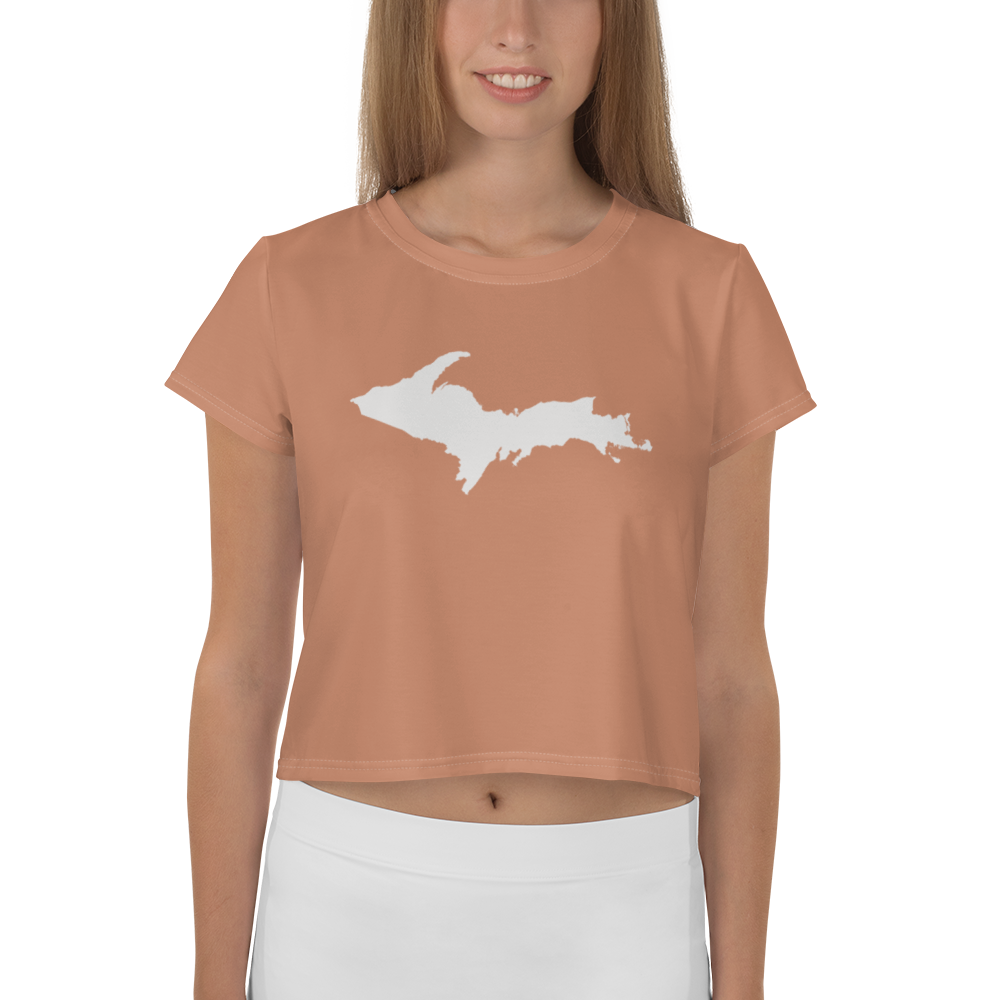 Michigan Upper Peninsula Crop Top (w/ UP Outline) | Sporty - Copper Color