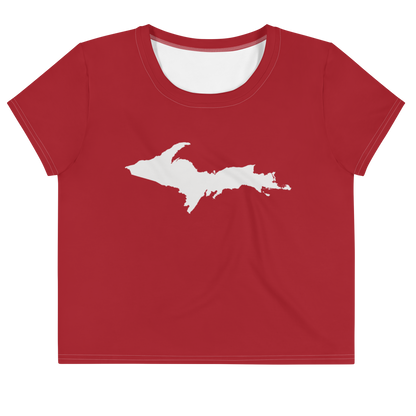 Michigan Upper Peninsula Crop Top (w/ UP Outline) | Sporty - Thimbleberry Red