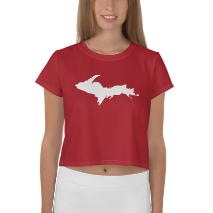 Michigan Upper Peninsula Crop Top (w/ UP Outline) | Sporty - Thimbleberry Red