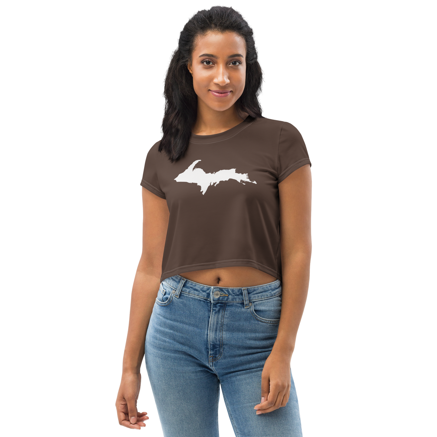 Michigan Upper Peninsula Crop Top (w/ UP Outline) | Sporty - Warren Tank Grey