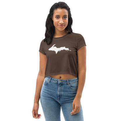 Michigan Upper Peninsula Crop Top (w/ UP Outline) | Sporty - Warren Tank Grey