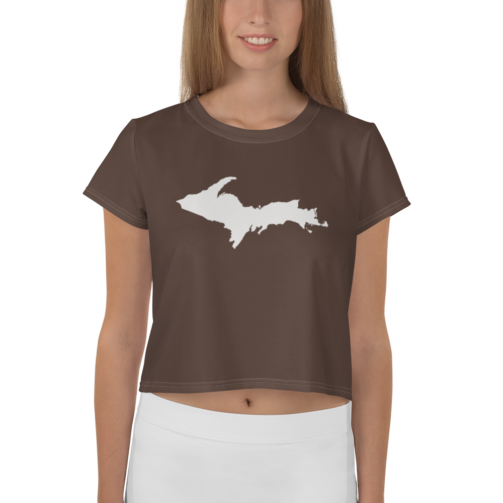 Michigan Upper Peninsula Crop Top (w/ UP Outline) | Sporty - Warren Tank Grey