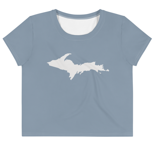 Michigan Upper Peninsula Crop Top (w/ UP Outline) | Sporty - B-24 Grey