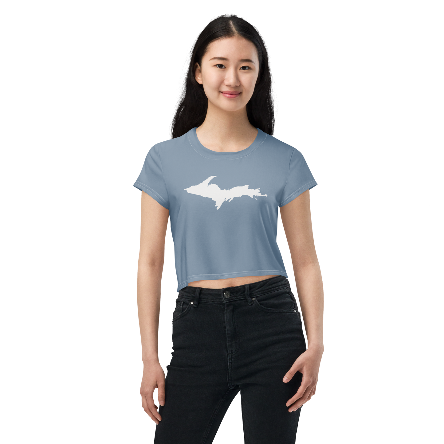 Michigan Upper Peninsula Crop Top (w/ UP Outline) | Sporty - B-24 Grey