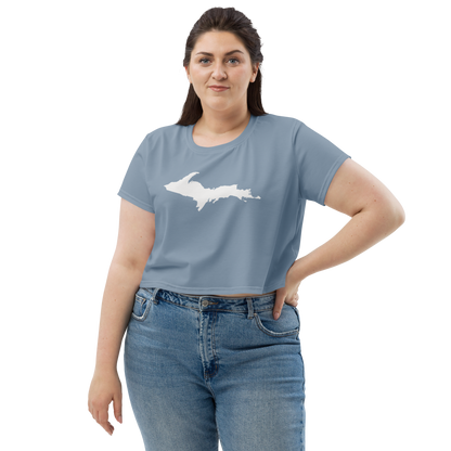 Michigan Upper Peninsula Crop Top (w/ UP Outline) | Sporty - B-24 Grey