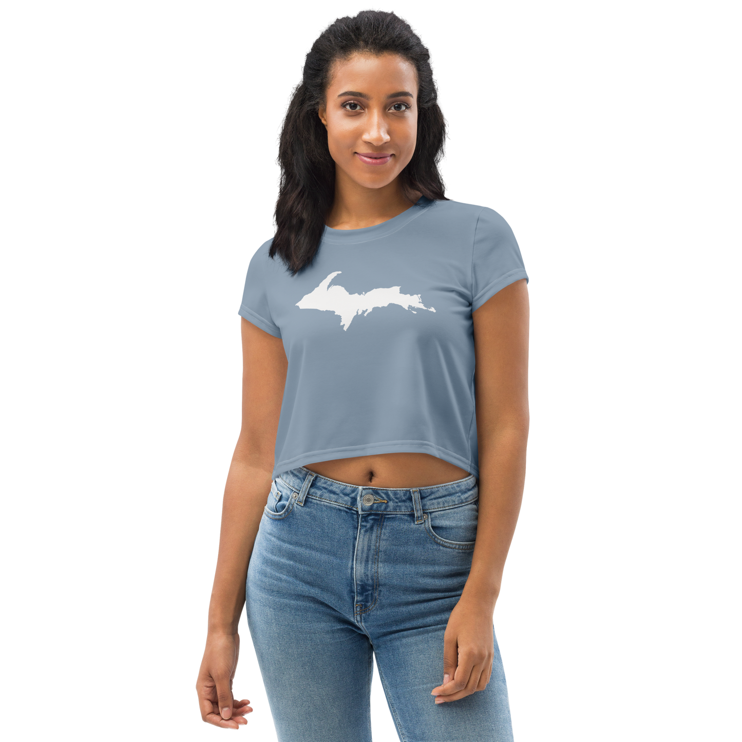 Michigan Upper Peninsula Crop Top (w/ UP Outline) | Sporty - B-24 Grey