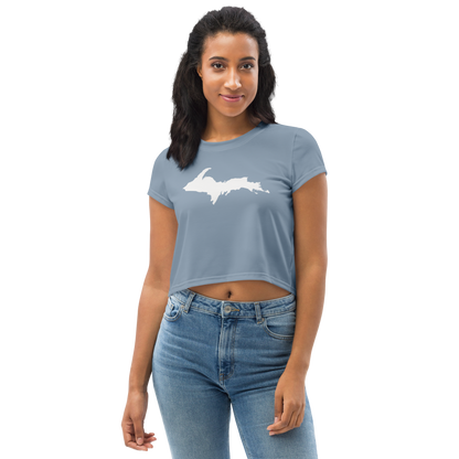 Michigan Upper Peninsula Crop Top (w/ UP Outline) | Sporty - B-24 Grey