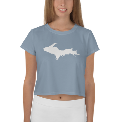 Michigan Upper Peninsula Crop Top (w/ UP Outline) | Sporty - B-24 Grey