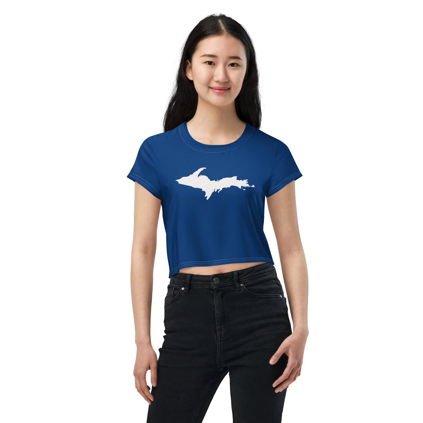 Michigan Upper Peninsula Crop Top (w/ UP Outline) | Sporty - Dearborn Blue